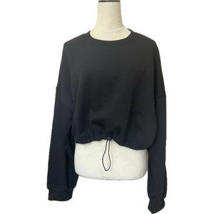 NWT Women's Plus Grey Toggle Hem Crop Sweatshirt  Size: 14